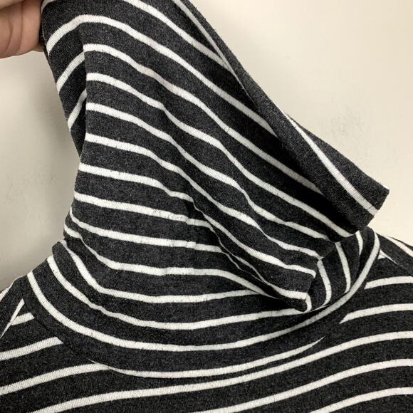Ann Taylor Loft Grey White Stripe Knit Turtleneck Cowl Tunic Top S Small - Picture 7 of 9